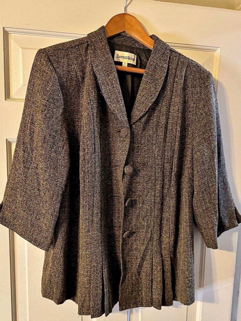 Danny & Nicole Flecked Open Front Jacket in Brown Size 18W Like New